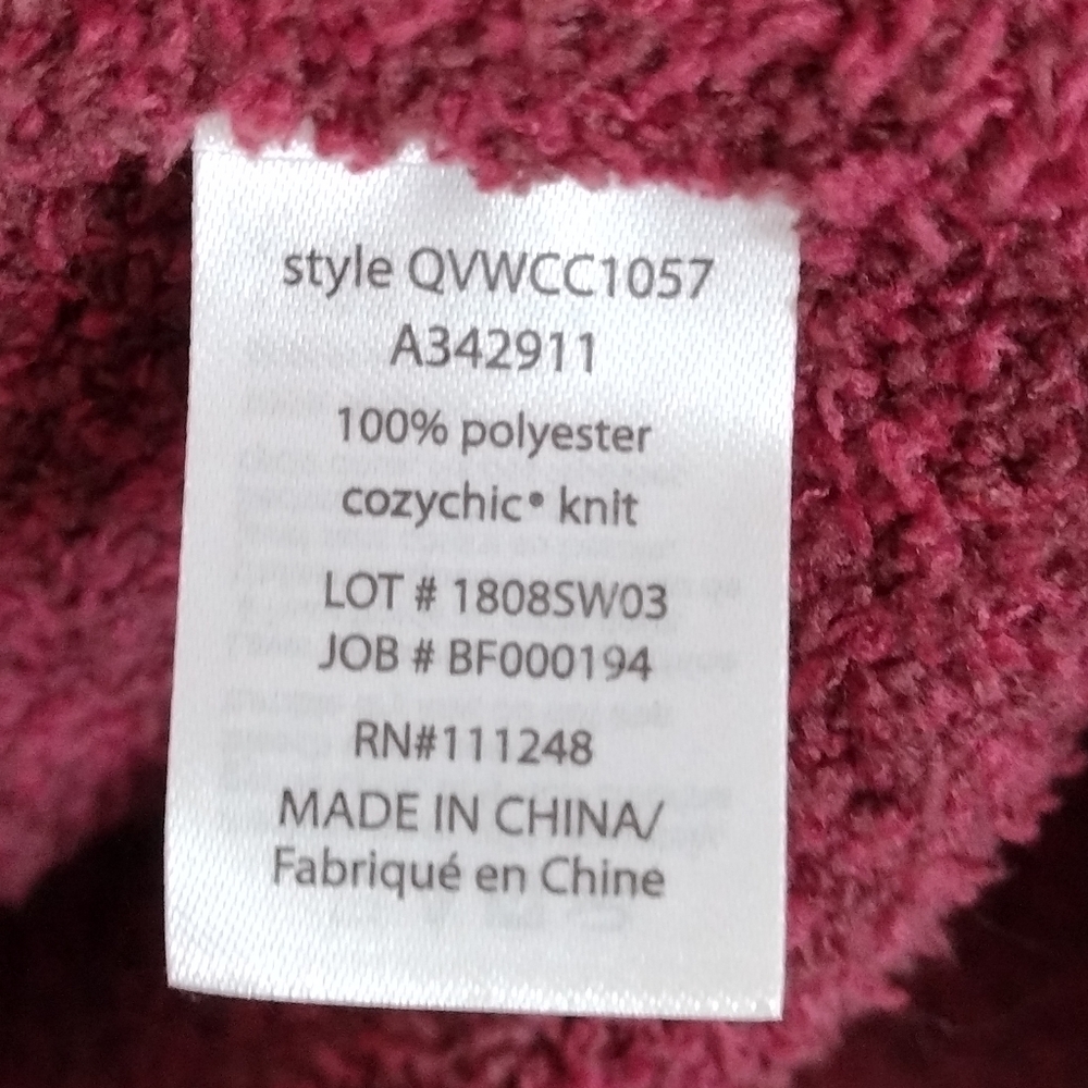 Barefoot Dreams CozyChic heathered red long open cardigan pockets size Medium - Picture 9 of 11